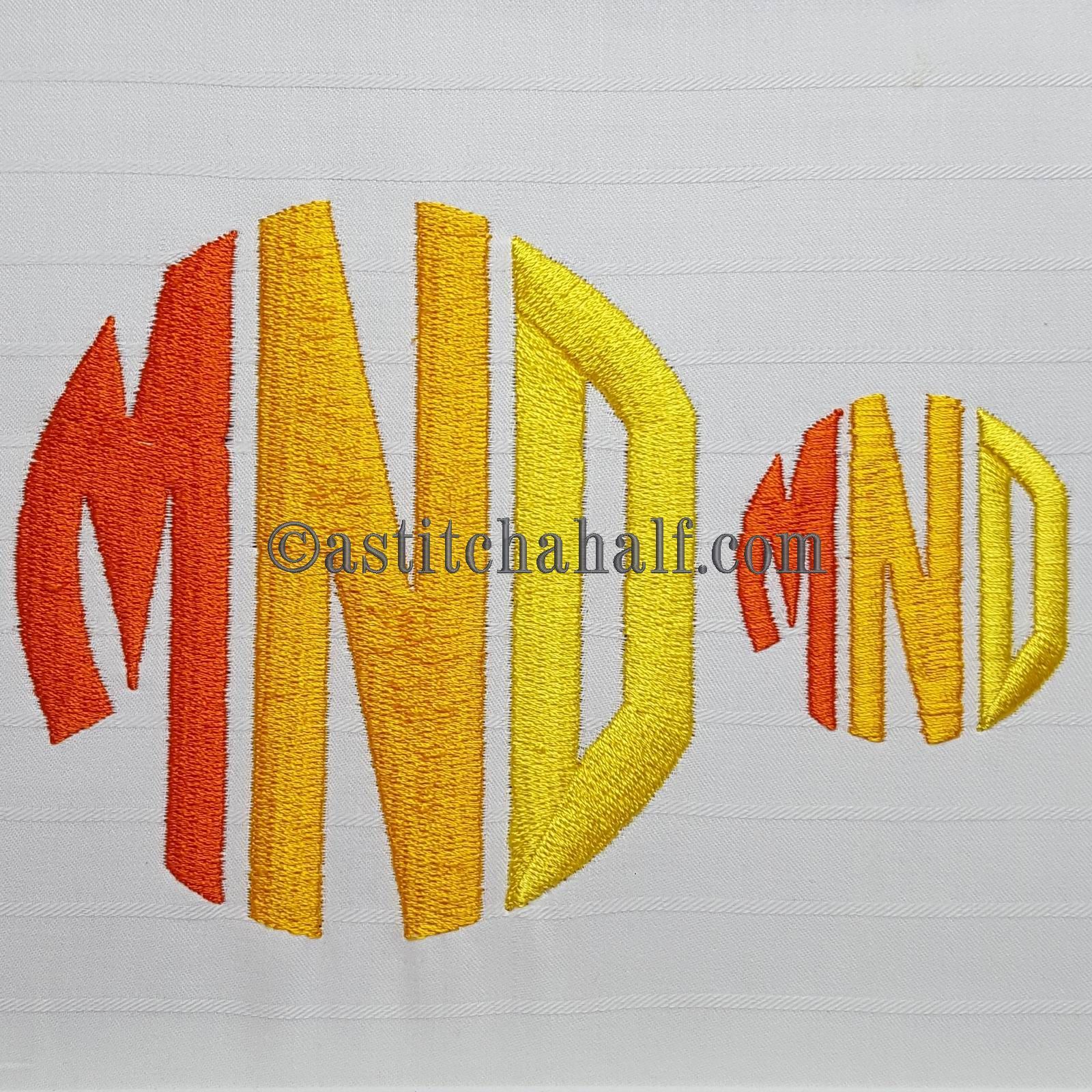 Circle Monogram Letters MNO - aStitch aHalf