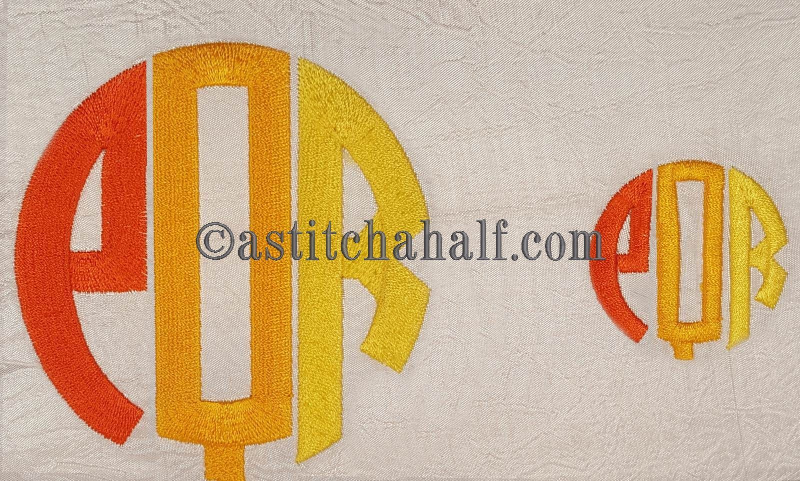 Circle Monogram Letters PQR - aStitch aHalf