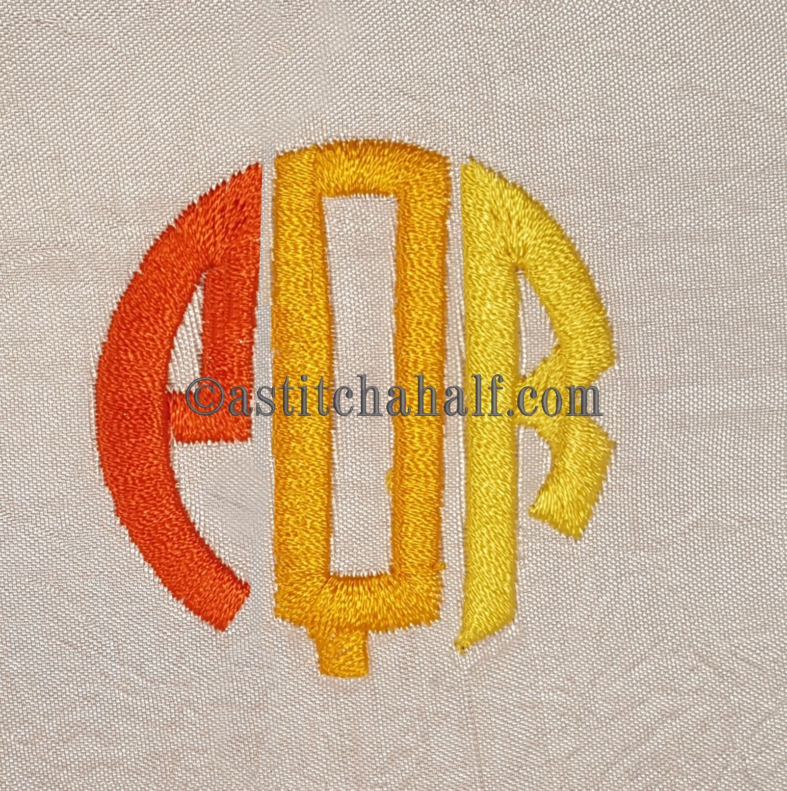 Circle Monogram Letters PQR - aStitch aHalf