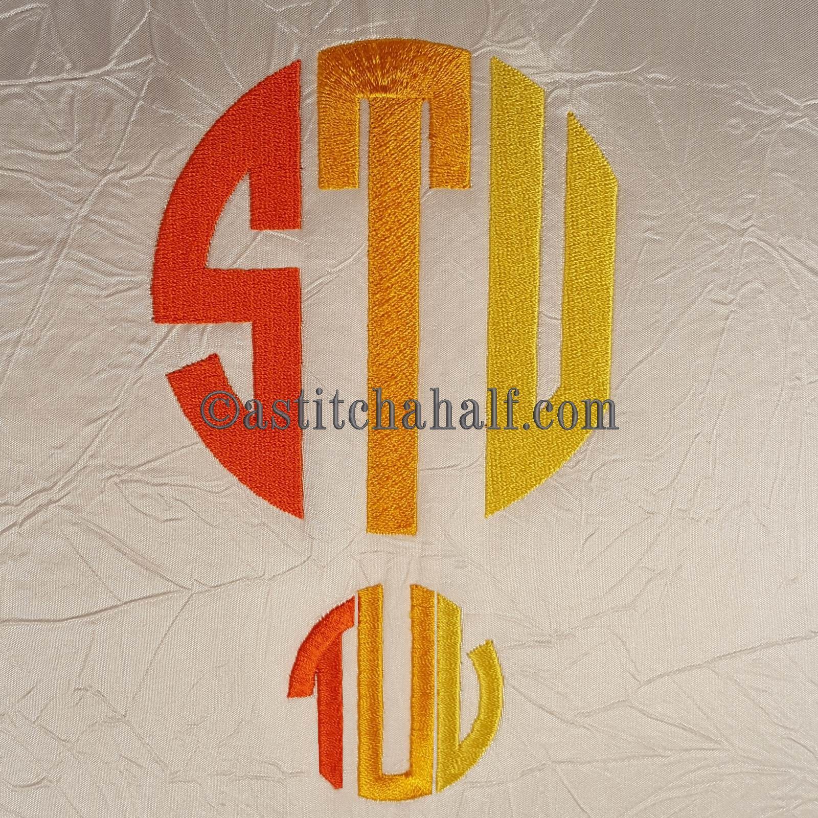 Circle Monogram Letters STUV - aStitch aHalf