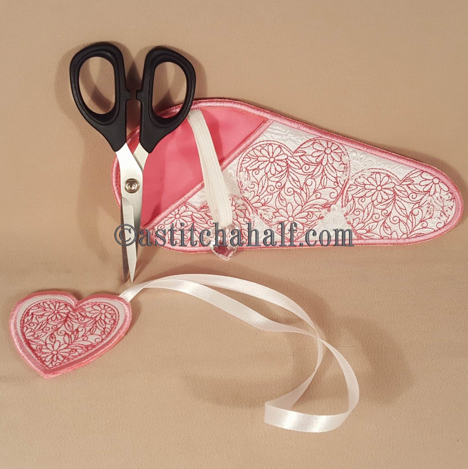 Hearts Scissor Cases with Hearts Fob - aStitch aHalf