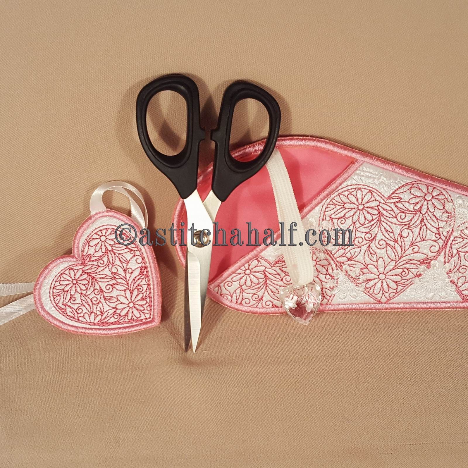 Hearts Scissor Cases with Hearts Fob - aStitch aHalf