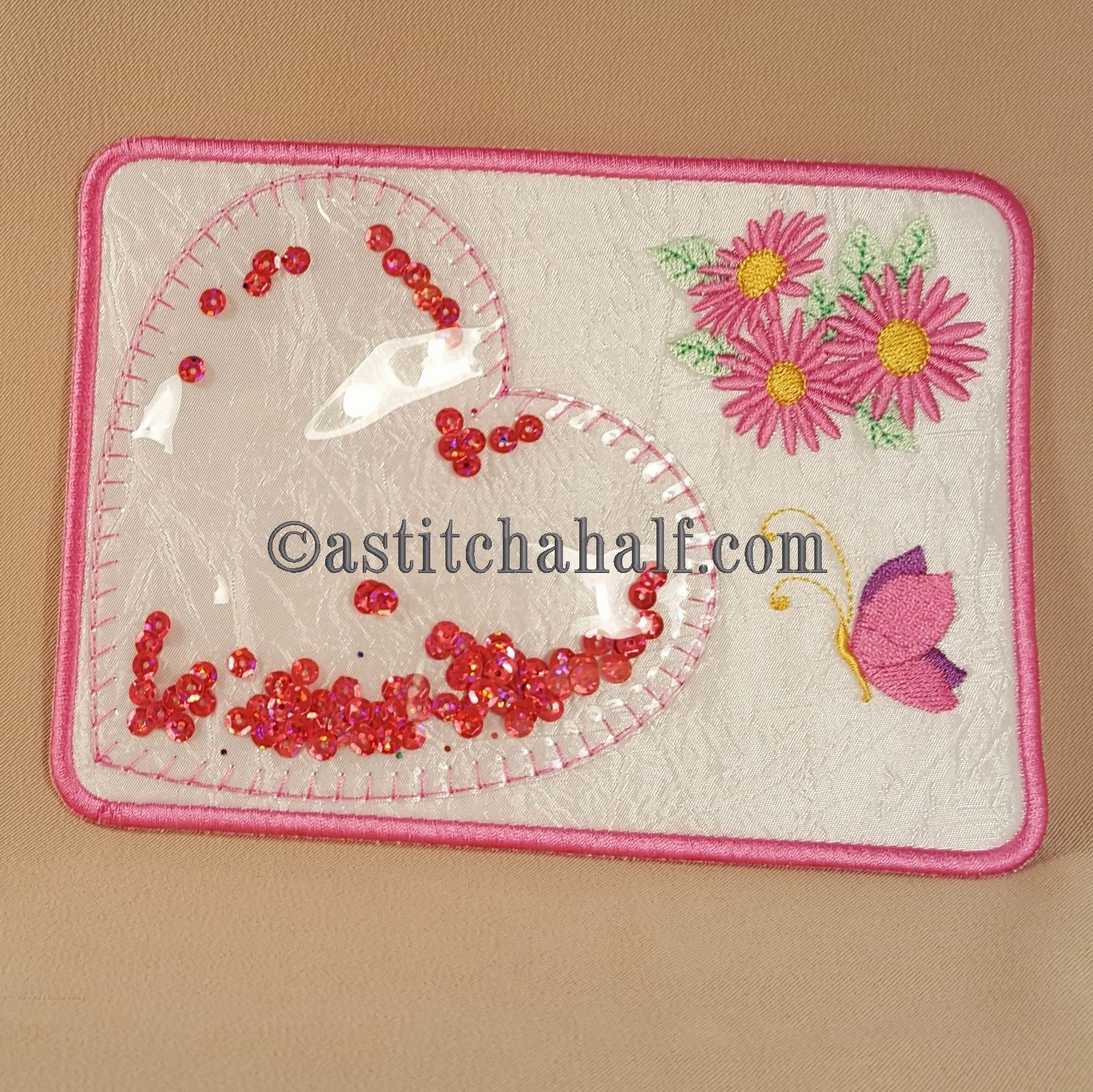 Sparkles Heart Mug Rug - aStitch aHalf