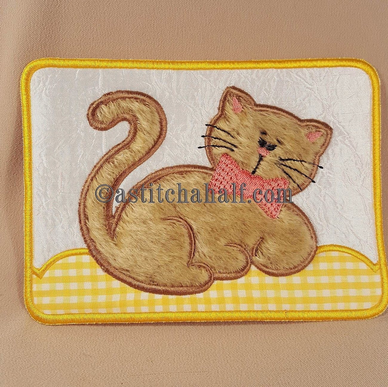 Best Kitty Friend Mug Rug - aStitch aHalf