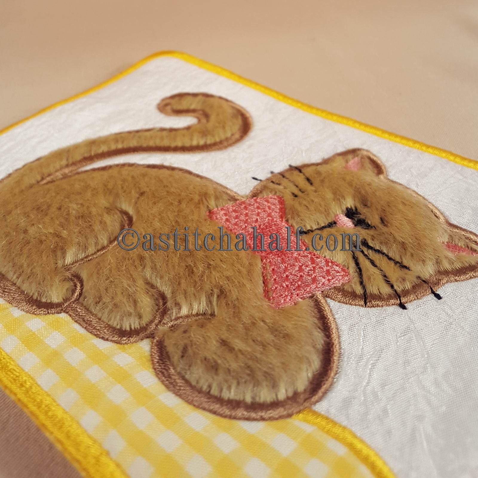 Best Kitty Friend Mug Rug - aStitch aHalf