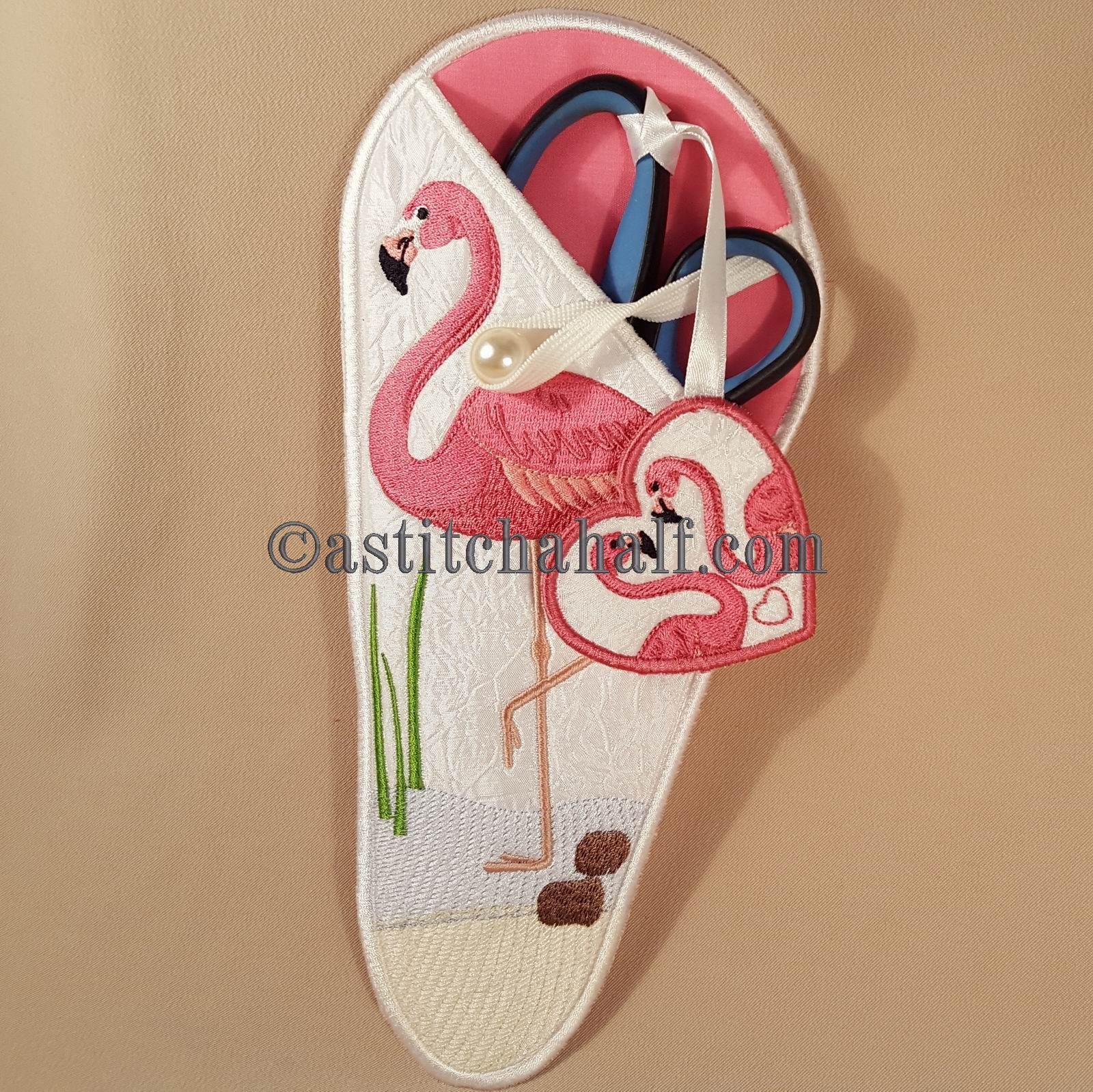 Fun Flamingo Scissor Cases with Fob - a-stitch-a-half