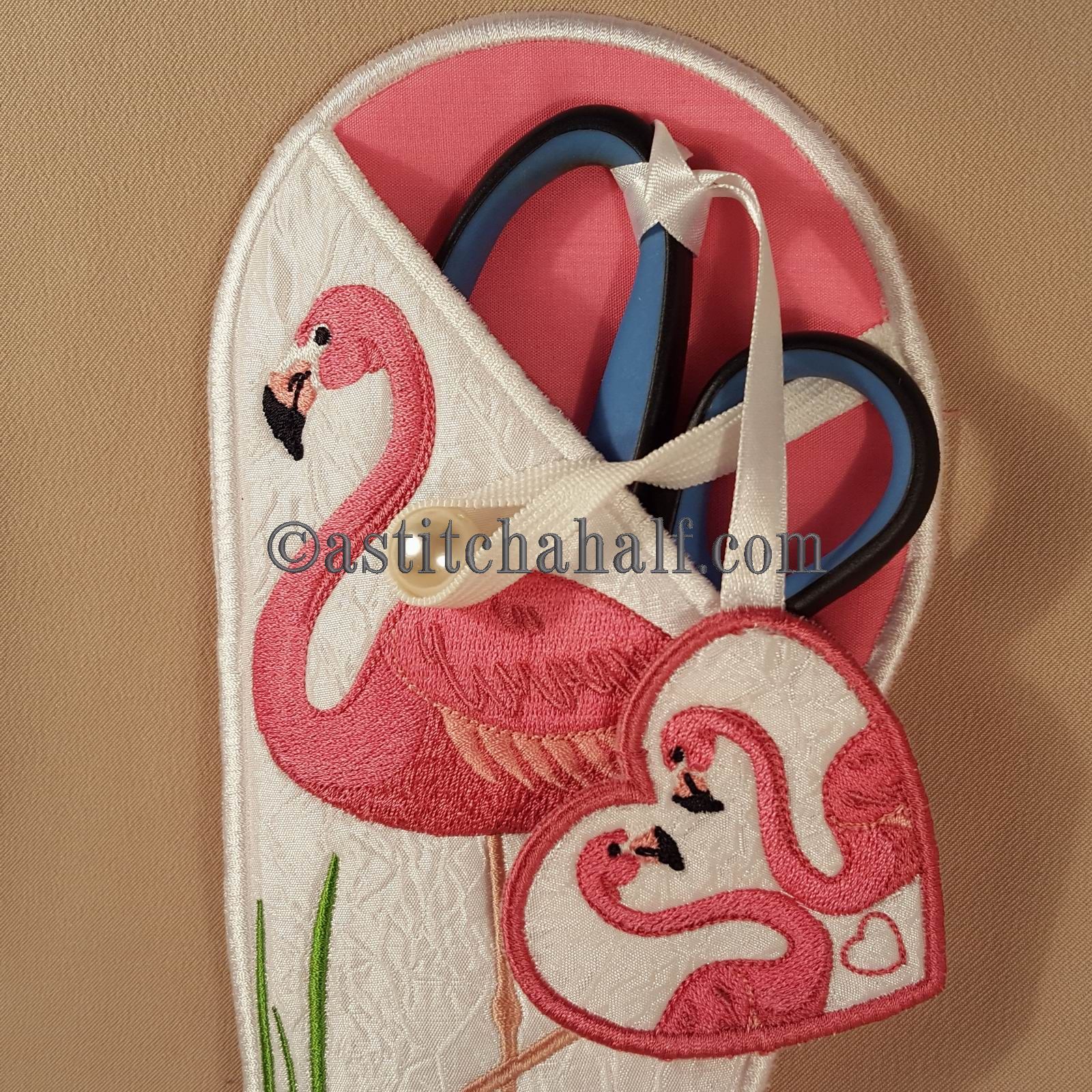 Fun Flamingo Scissor Cases with Fob - a-stitch-a-half