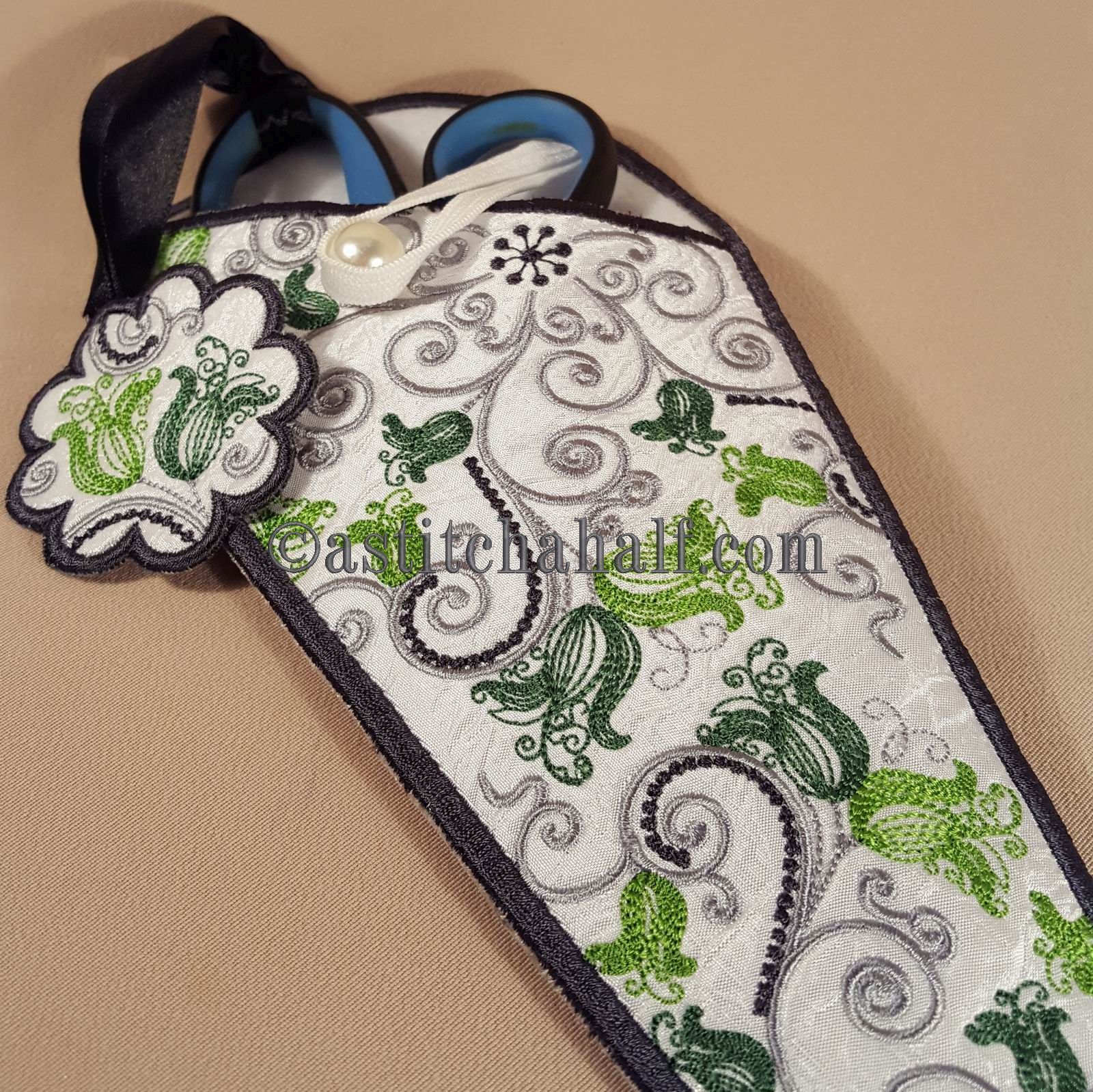 Tiny Bloom Scissor Case and Fob - aStitch aHalf