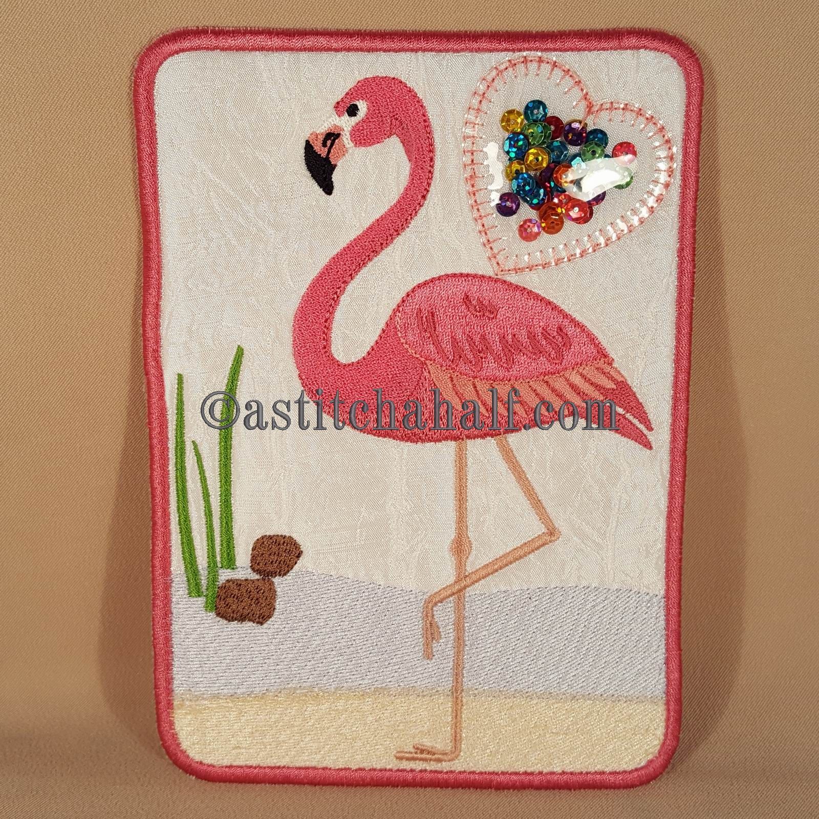 Fun Flamingo Mug Rug - aStitch aHalf