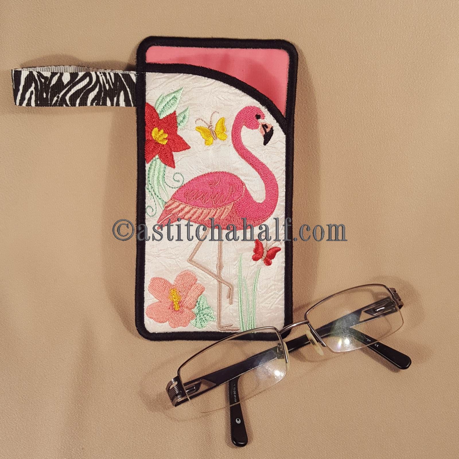 Flamingo Eyeglass Case - aStitch aHalf