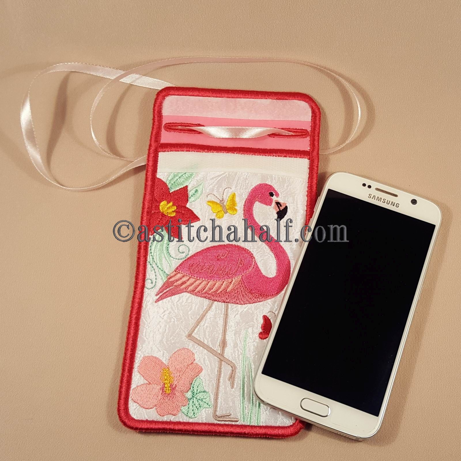 Flamingo Around the Neck Cellphone Holder - aStitch aHalf