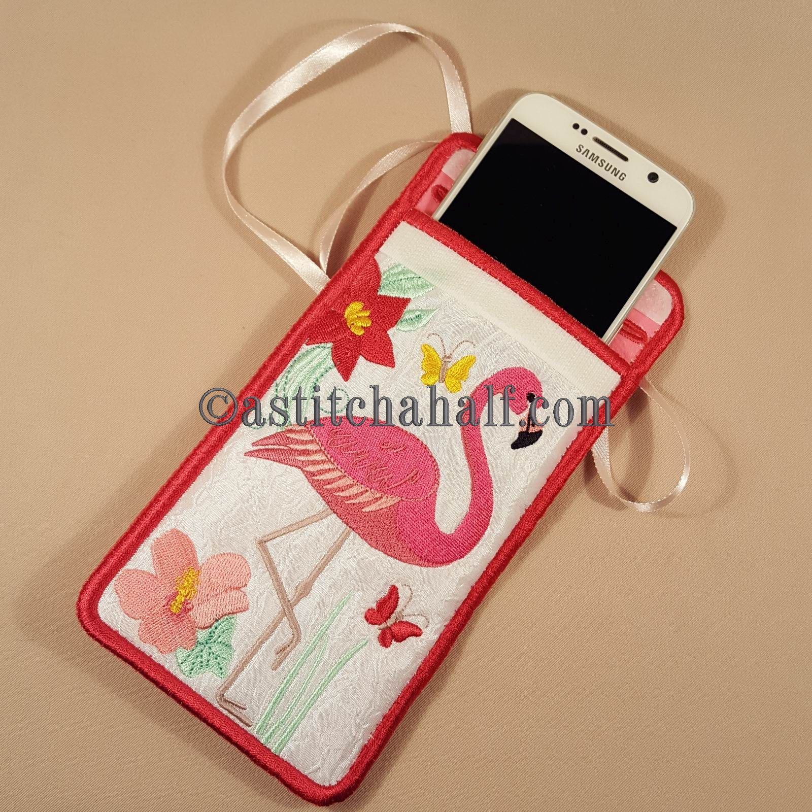 Flamingo Around the Neck Cellphone Holder - aStitch aHalf