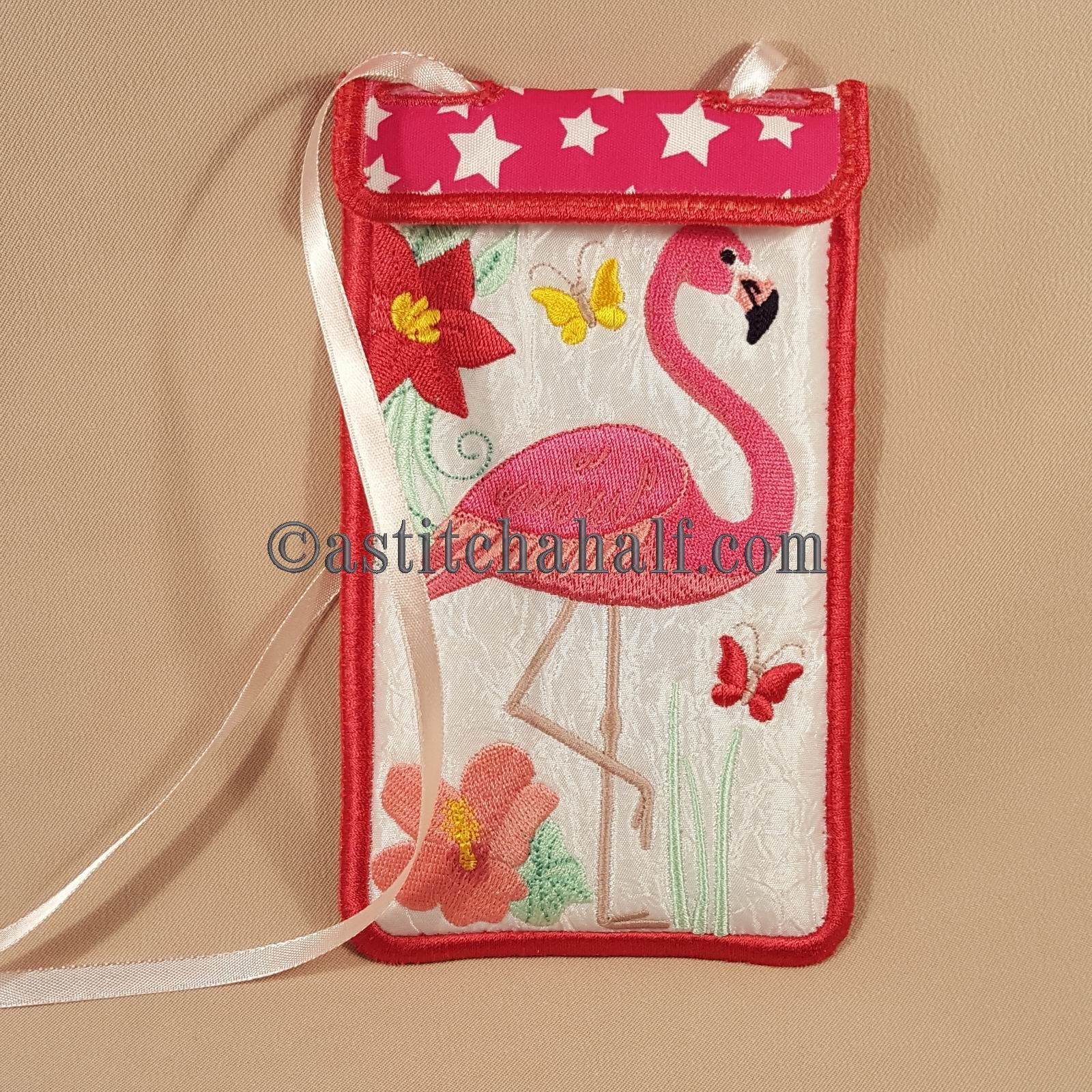 Flamingo Around the Neck Cellphone Holder - aStitch aHalf
