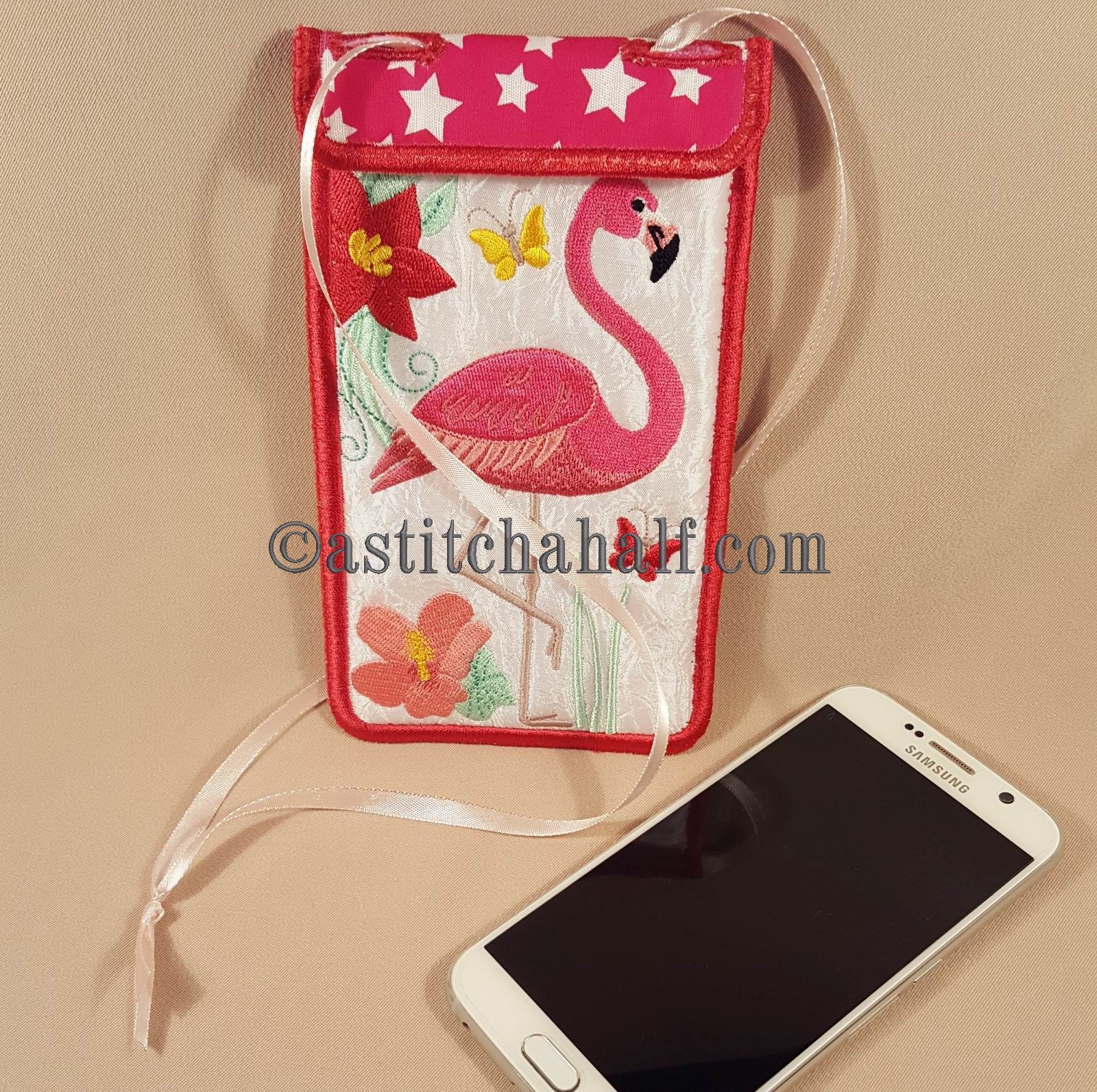 Flamingo Around the Neck Cellphone Holder - aStitch aHalf