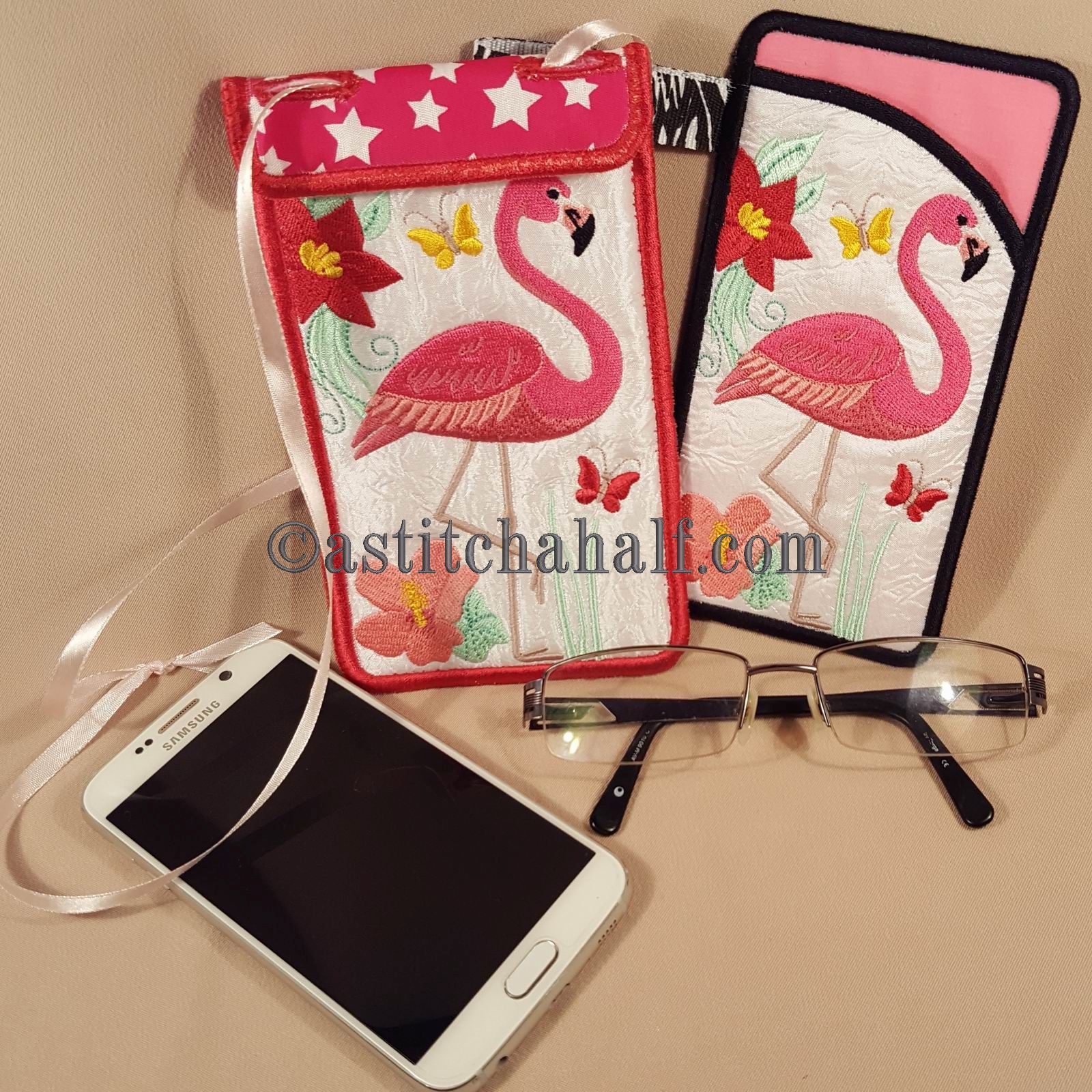Flamingo Eyeglass and Cellphone Holder Duo - aStitch aHalf