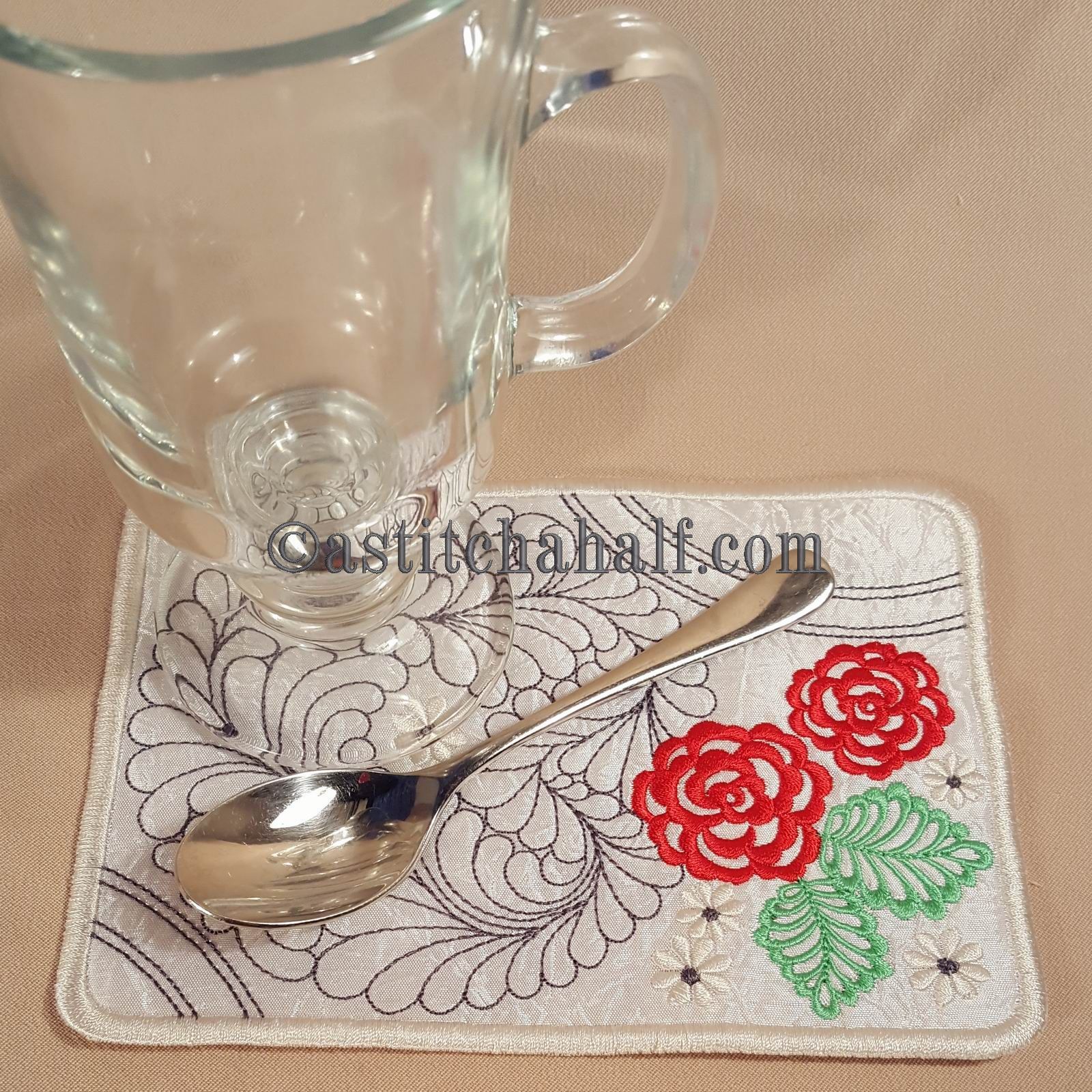 Feather Spring Mug Rug - aStitch aHalf