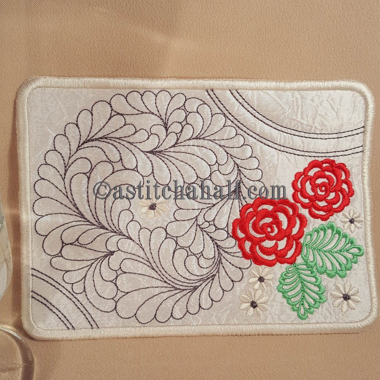 Feather Spring Mug Rug - aStitch aHalf