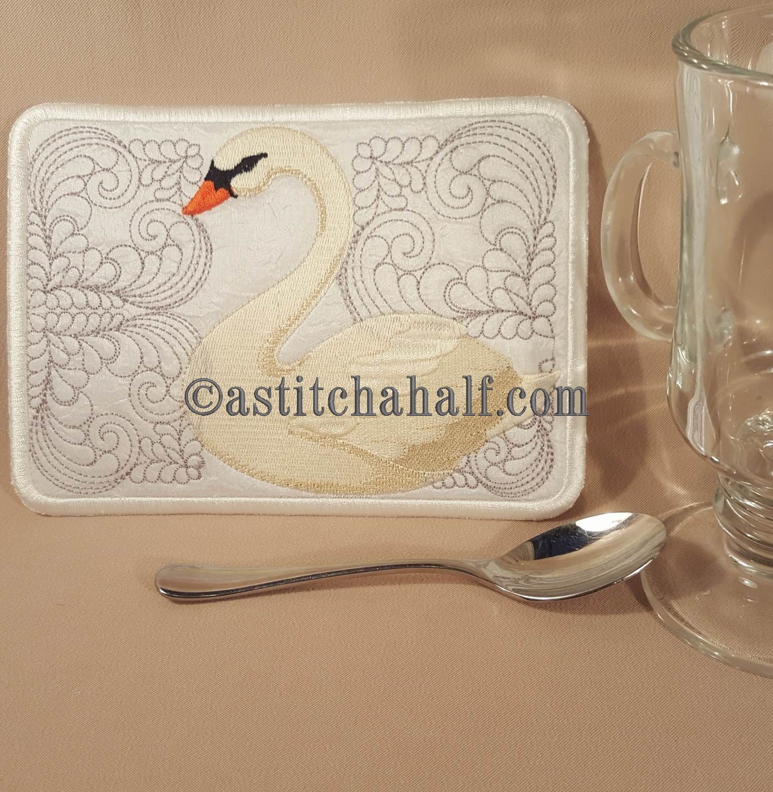 Swan Symphony Mug Rugs - aStitch aHalf