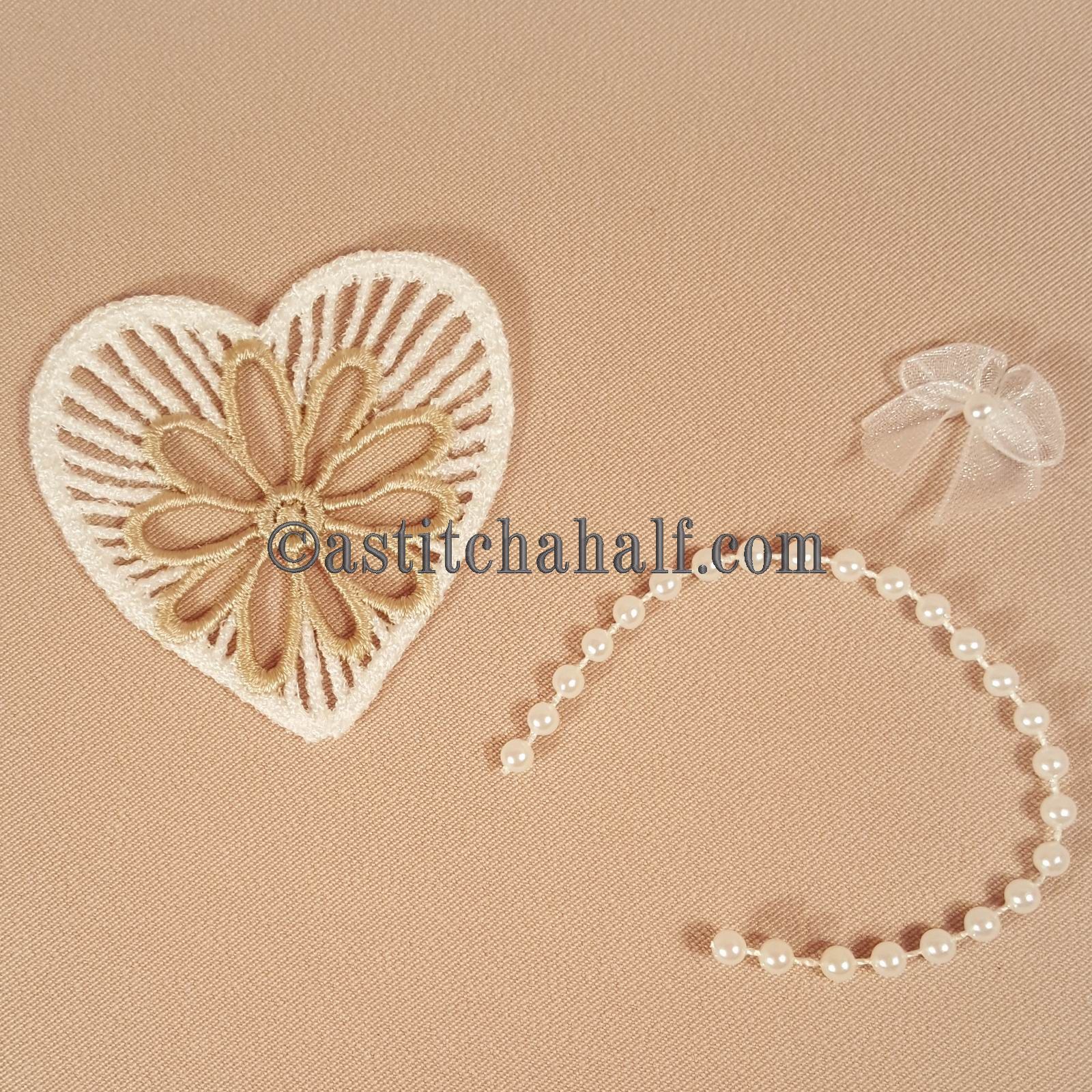 Little Freestanding Lace Motif Heart with Flower - aStitch aHalf