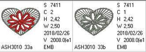 Little Freestanding Lace Motif Heart with Flower - aStitch aHalf