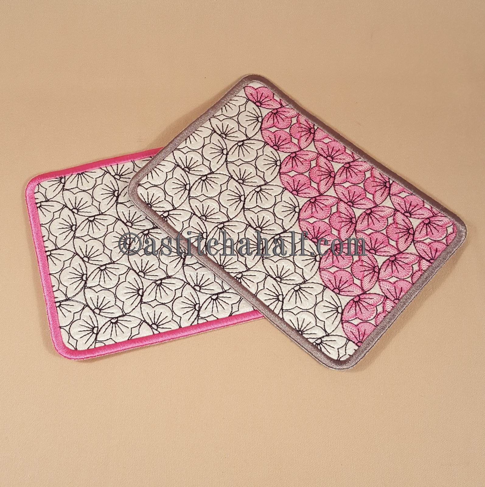 Cherry Blossom Sashiko Mug Rugs - a-stitch-a-half