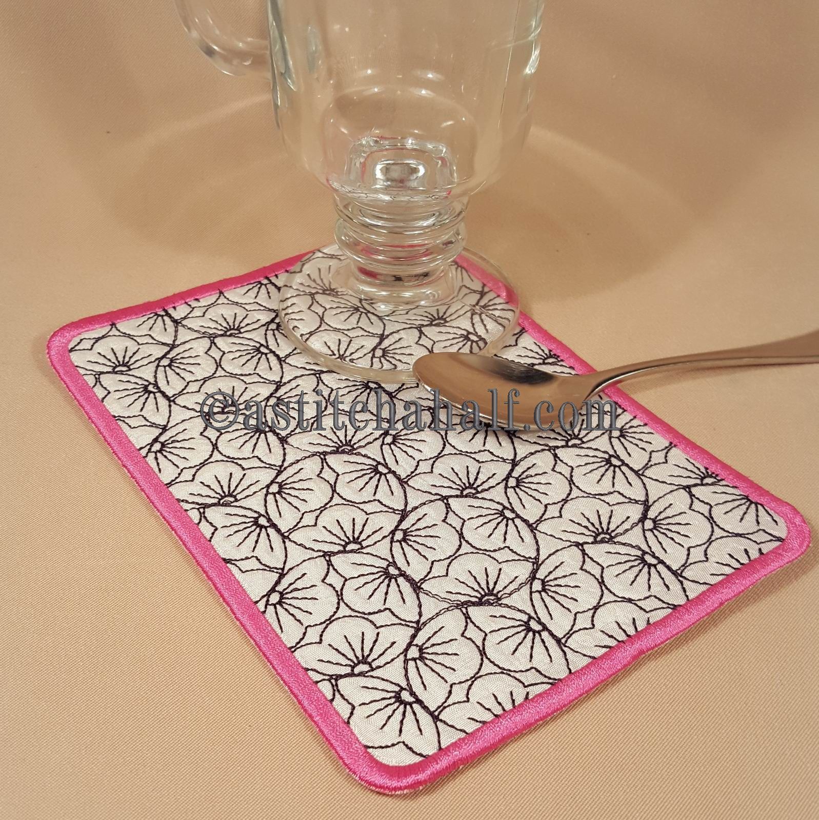 Cherry Blossom Sashiko Mug Rugs - a-stitch-a-half