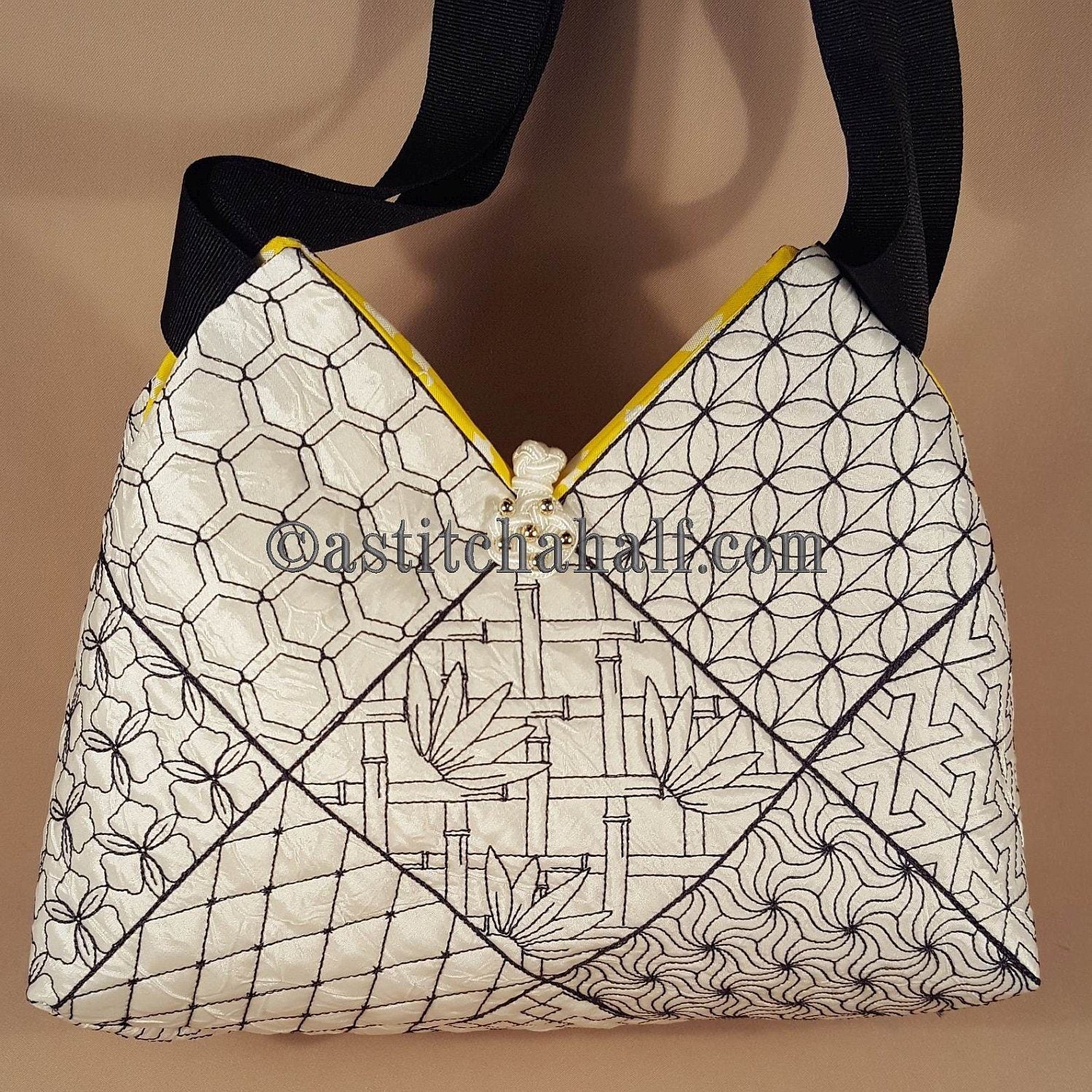 Kikko Sashiko Quilt Blocks and Tote Bag