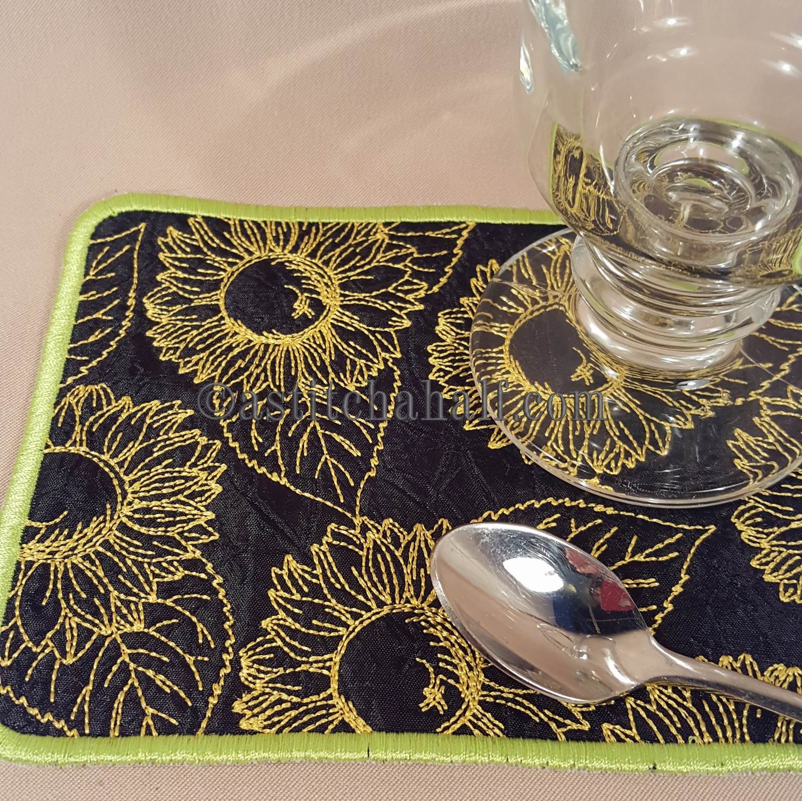 Chalk Board Sunflowers and Mug Rug - a-stitch-a-half