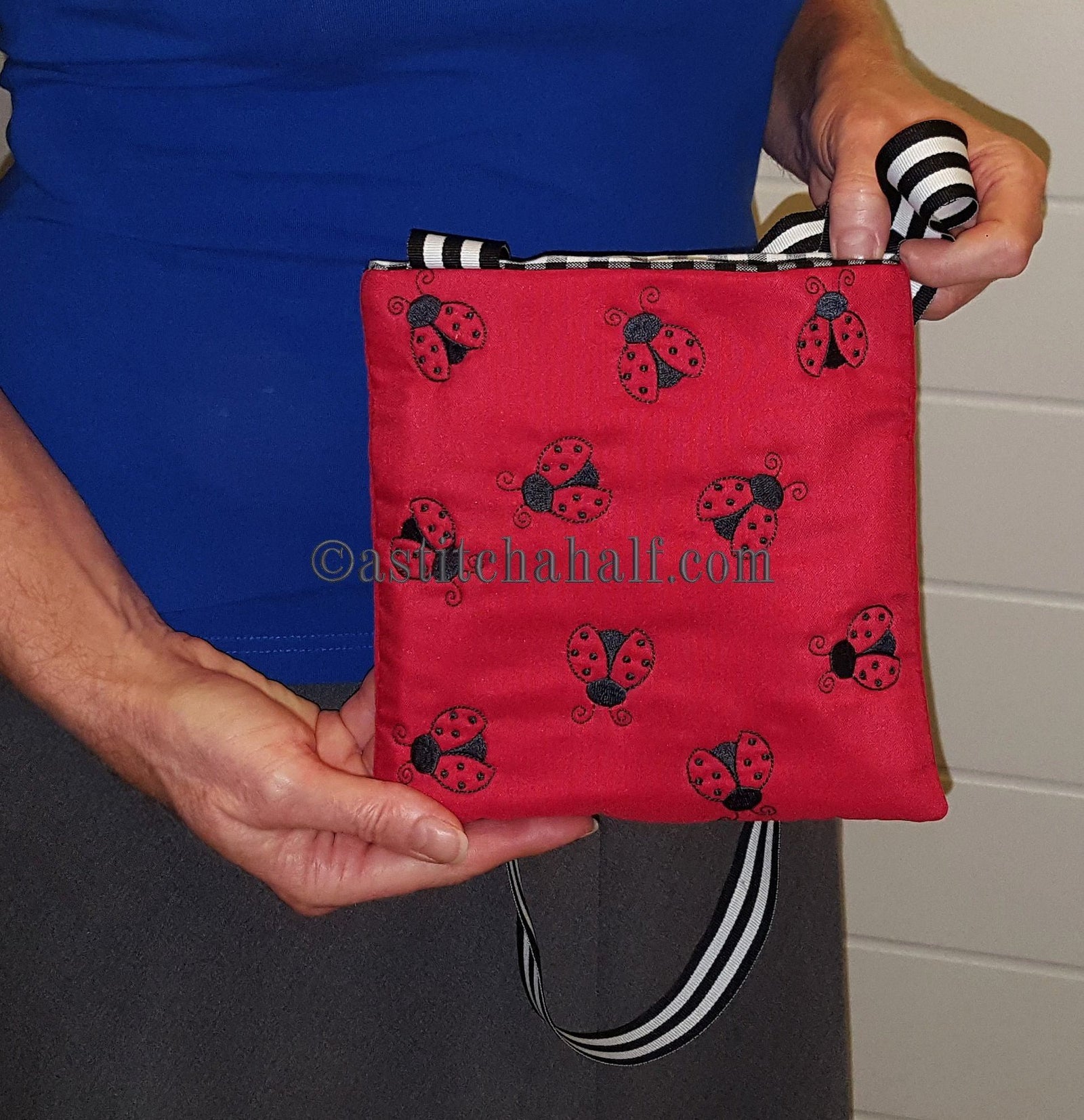 Ladybug Monochrome Cross Body Bag - a-stitch-a-half