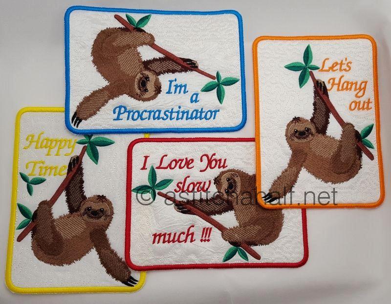 Sloth Mug Rugs - aStitch aHalf