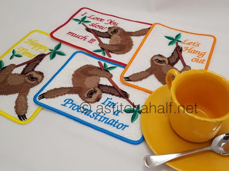 Sloth Mug Rugs - aStitch aHalf