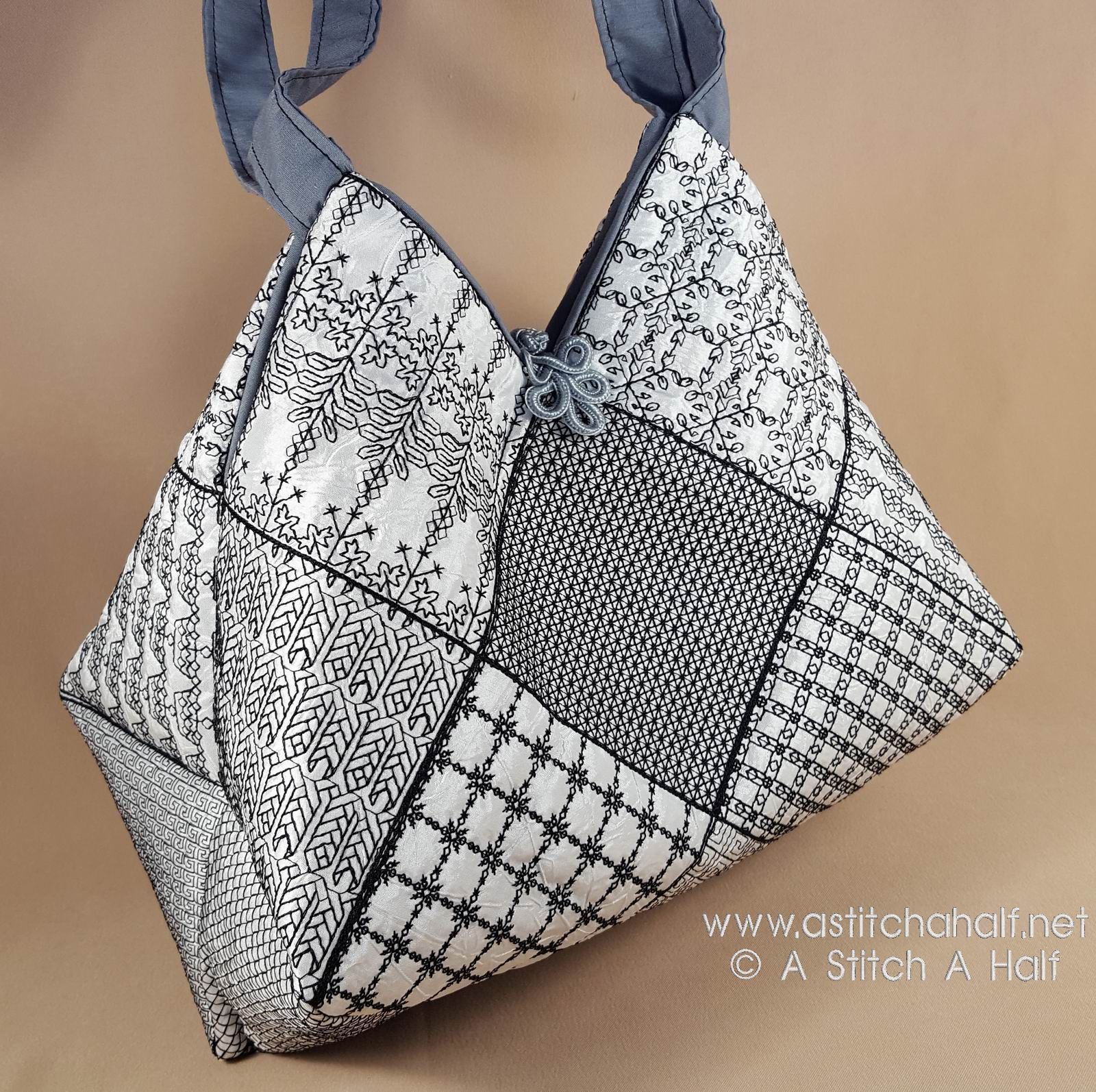 Luciana Spanish Blackwork Quilt Blocks and Tote Bag - a-stitch-a-half