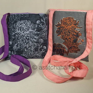 Duo Oriental Chrysanthemum Cross Body Bags - a-stitch-a-half