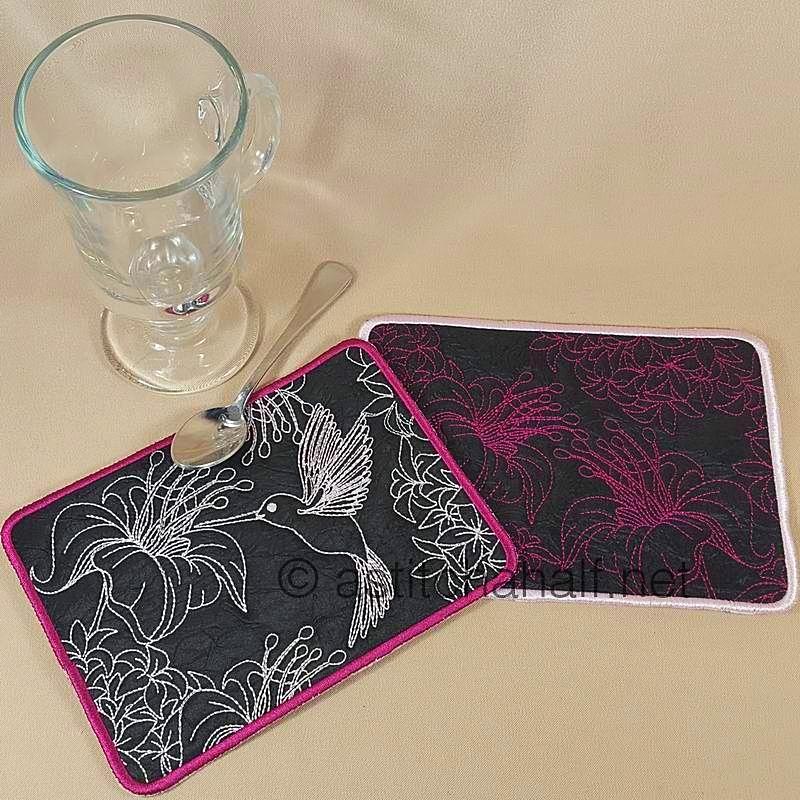 Hummingbird Mugrugs - a-stitch-a-half