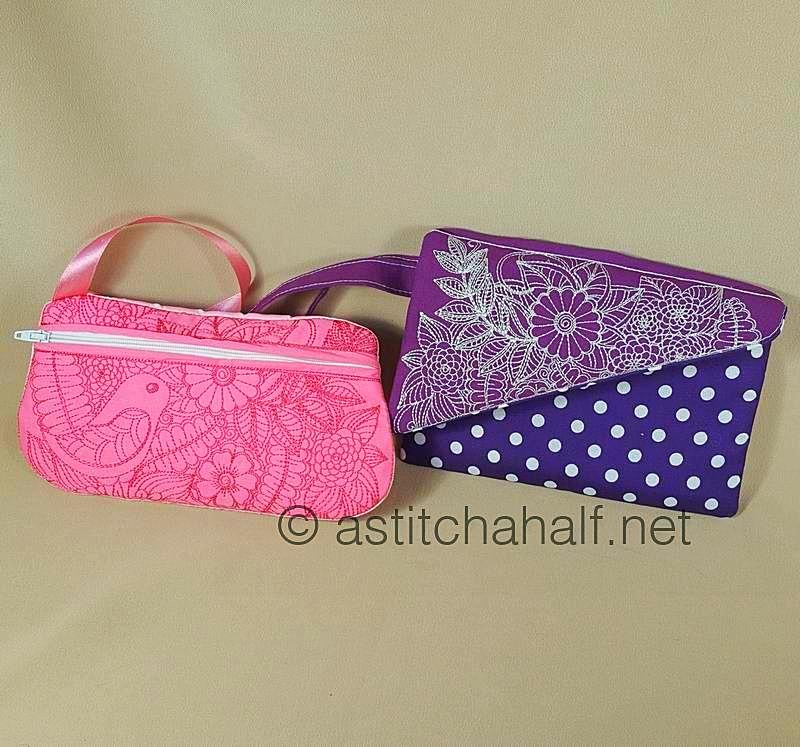 Floral Fold-over Clutch Purse and Wrist Clutch - a-stitch-a-half