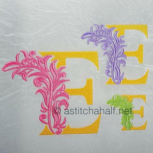 Fabulous Foliage Monogram E - a-stitch-a-half