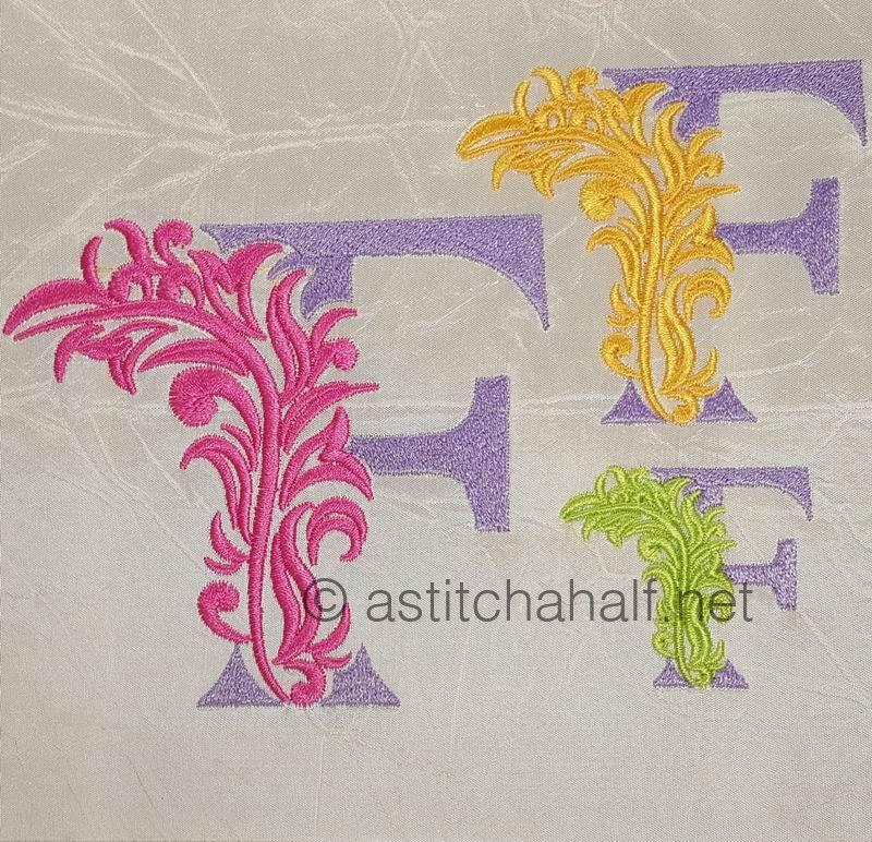 Fabulous Foliage Monogram F - a-stitch-a-half