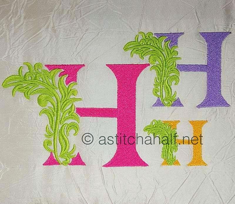 Fabulous Foliage Monogram H - a-stitch-a-half
