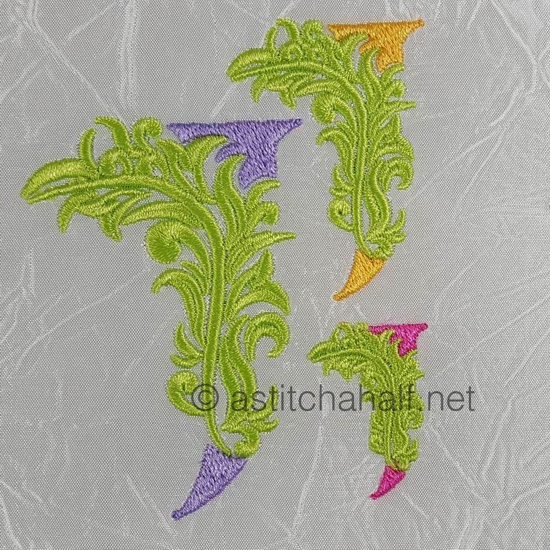 Fabulous Foliage Monogram J - a-stitch-a-half