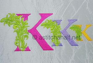 Fabulous Foliage Monogram K - a-stitch-a-half