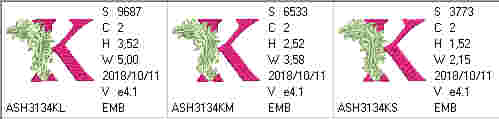 Fabulous Foliage Monogram K - a-stitch-a-half