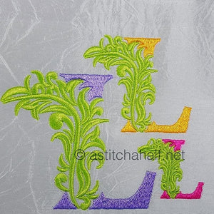 Fabulous Foliage Monogram L - a-stitch-a-half
