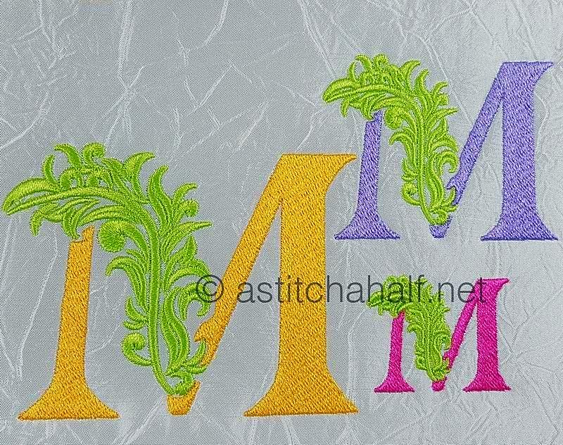Fabulous Foliage Monogram M - a-stitch-a-half