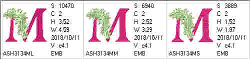 Fabulous Foliage Monogram M - a-stitch-a-half