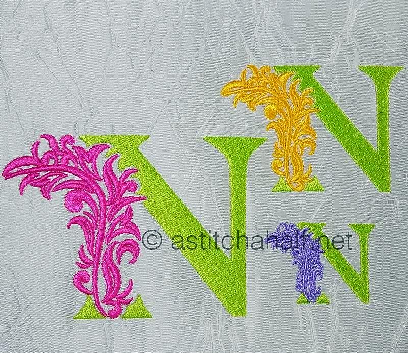 Fabulous Foliage Monogram N - a-stitch-a-half