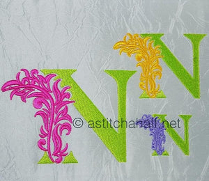 Fabulous Foliage Monogram N - a-stitch-a-half