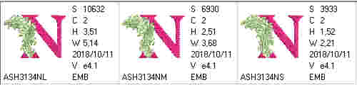 Fabulous Foliage Monogram N - a-stitch-a-half