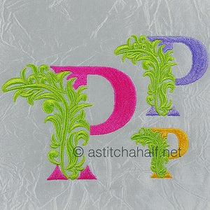Fabulous Foliage Monogram P - a-stitch-a-half