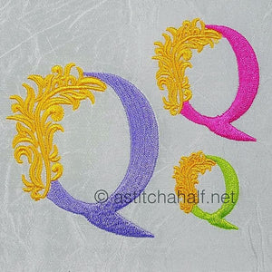 Fabulous Foliage Monogram Q - a-stitch-a-half