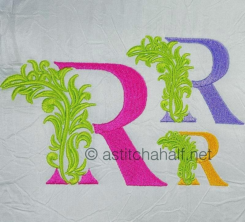 Fabulous Foliage Monogram R - a-stitch-a-half
